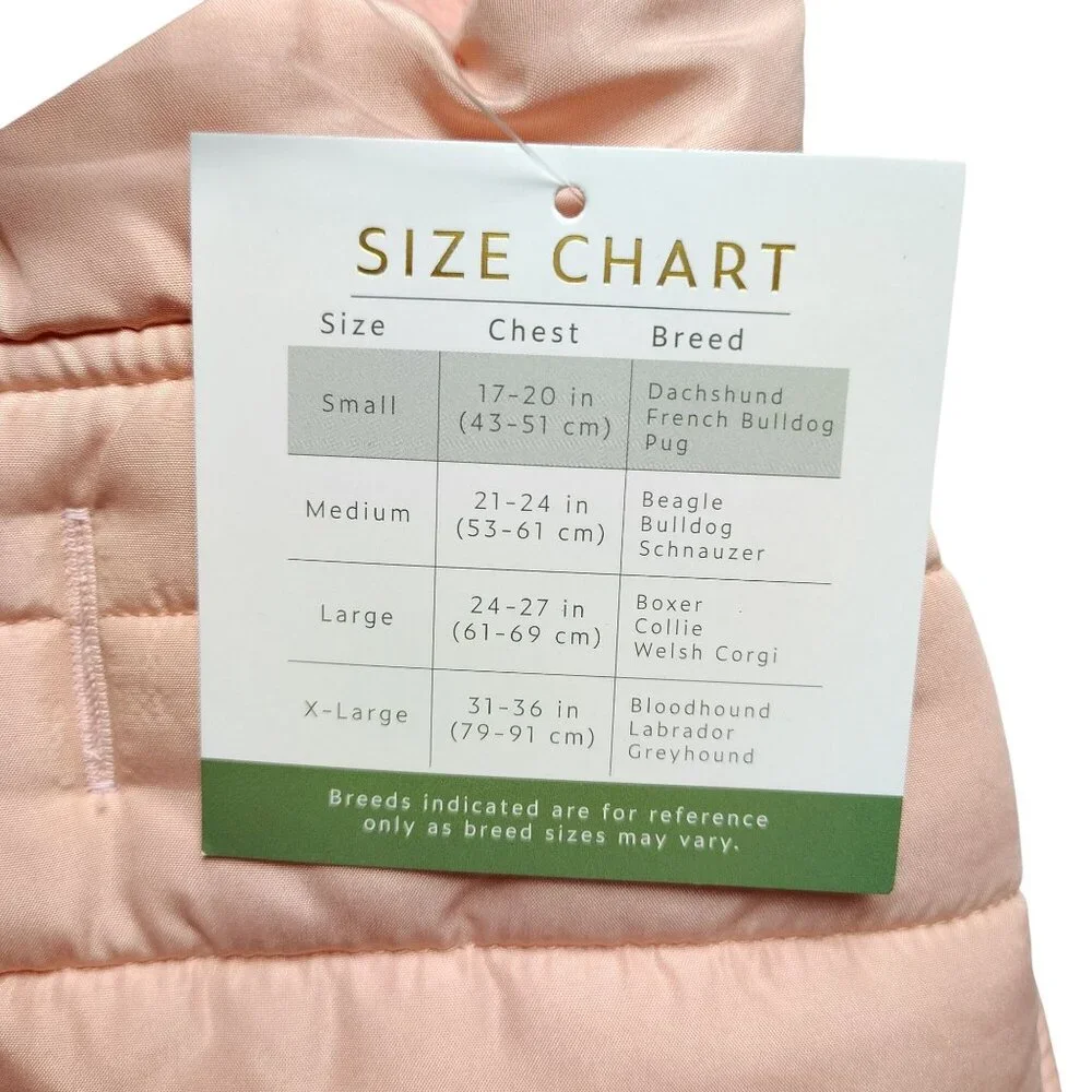 Sportpet Dog Size Small Pink Quilted Puffer Pet Winter Jacket